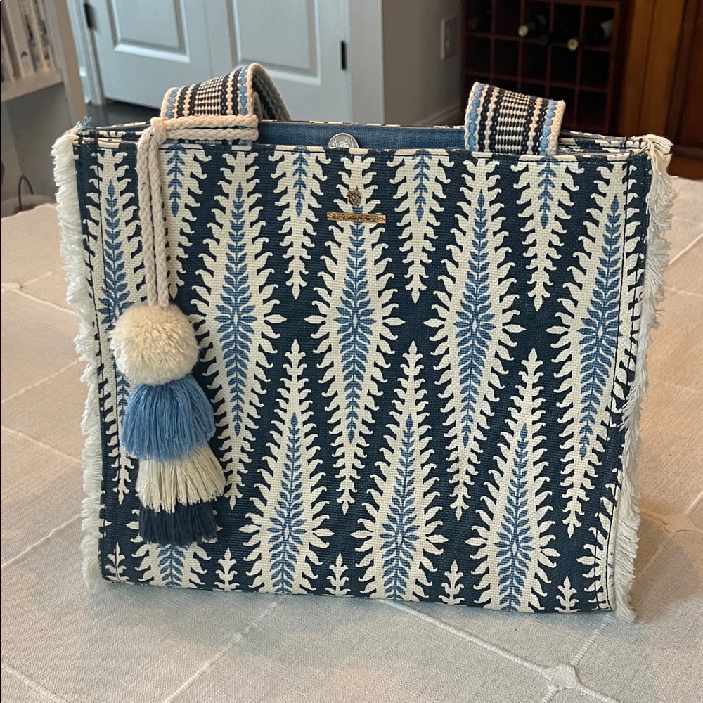 Spartina 449 Navy and Cream Patterned Tote
